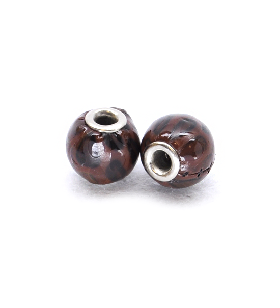 Blemished beads synthetic leather (2 pieces) 14 mm - Browun
